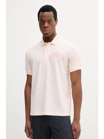 βαμβακερό μπλουζάκι πόλο lacoste ανδρικό, χρώμα μπεζ