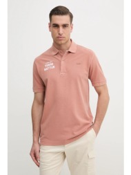 βαμβακερό μπλουζάκι πόλο lacoste ανδρικό, χρώμα: πορτοκαλί, ph0349 100% βαμβάκι