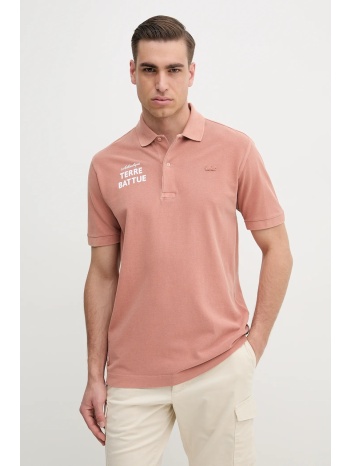 βαμβακερό μπλουζάκι πόλο lacoste ανδρικό, χρώμα πορτοκαλί