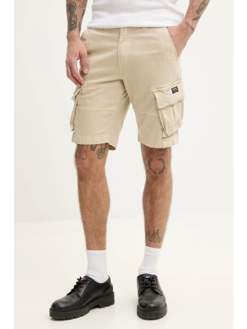 σορτς superdry χρώμα μπεζ, m7110433a-13k κύριο υλικό 98%