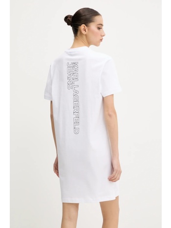 βαμβακερό φόρεμα karl lagerfeld jeans χρώμα άσπρο
