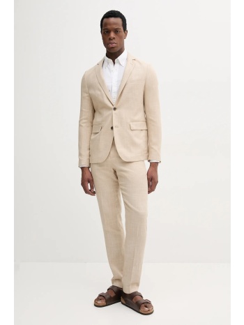 λινό κοστούμι lindbergh χρώμα μπεζ, 30-606060 κύριο υλικό