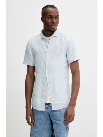 πουκάμισο από λινό superdry ανδρικό, χρώμα μπλε