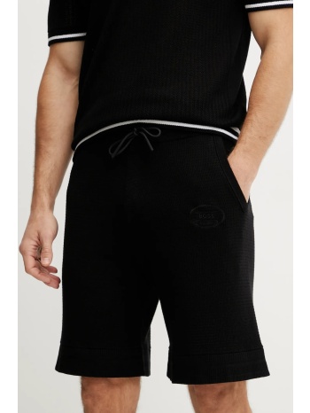 σορτς boss green χρώμα μαύρο, 50537163 50% βαμβάκι, 50%
