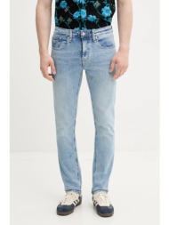 τζιν παντελόνι tommy jeans χρώμα: μπλε, dm0dm20985 95% βαμβάκι, 4% ελαστομυλίστερ, 1% ελαστάν