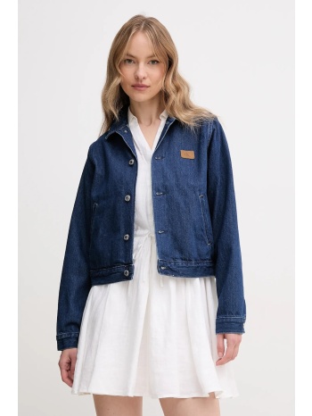 βαμβακερό τζιν μπουφάν calvin klein jeans χρώμα ναυτικό