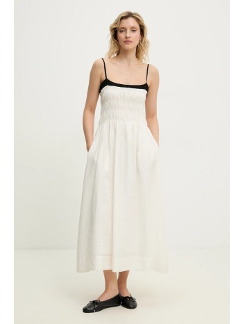 φόρεμα με λινό answear lab χρώμα άσπρο 60% lyocell, 26%