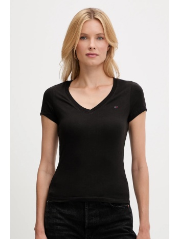 βαμβακερό μπλουζάκι tommy jeans 2-pack γυναικείο, χρώμα