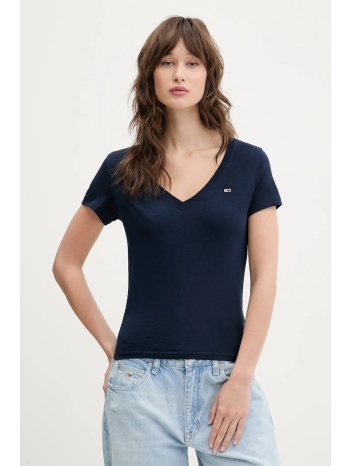 βαμβακερό μπλουζάκι tommy jeans 2-pack γυναικείο, χρώμα