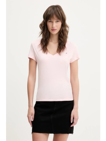 βαμβακερό μπλουζάκι tommy jeans 2-pack γυναικείο, χρώμα