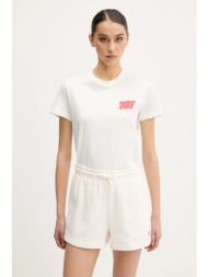 βαμβακερό μπλουζάκι tommy jeans γυναικείο, χρώμα: άσπρο, dw0dw21338 100% βαμβάκι