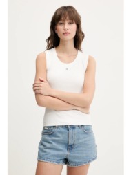 top tommy jeans χρώμα: άσπρο, dw0dw20673 95% βαμβάκι, 5% ελαστάν