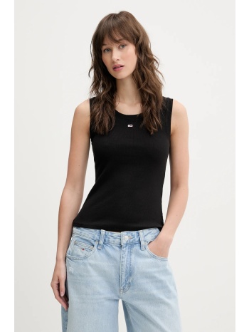 top tommy jeans χρώμα μαύρο, dw0dw20673 95% βαμβάκι, 5%