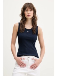 top tommy jeans χρώμα: ναυτικό μπλε, dw0dw20673 95% βαμβάκι, 5% ελαστάν