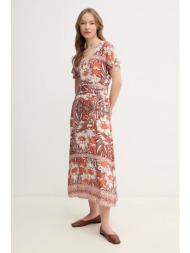 φόρεμα hoss intropia χρώμα: καφέ, 8229084 100% βισκόζη