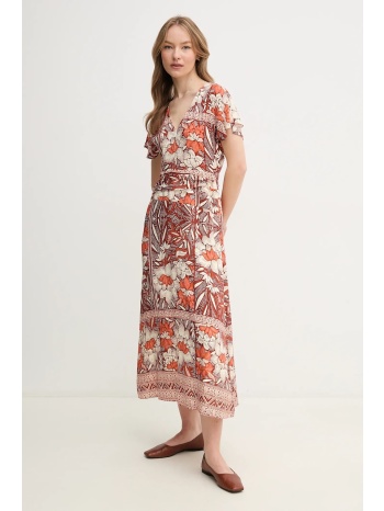 φόρεμα hoss intropia χρώμα καφέ, 8229084 100% βισκόζη