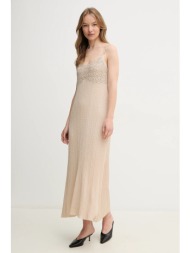 φόρεμα hoss intropia χρώμα: μπεζ, 6519013 κύριο υλικό: 56% βισκόζη, 33% πολυεστέρας, 5% μεταλλικές ί
