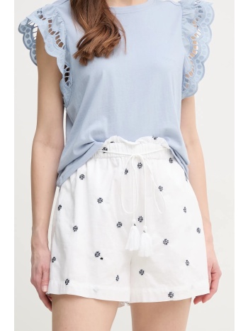 βαμβακερό σορτσάκι pepe jeans edna χρώμα άσπρο, pl801159