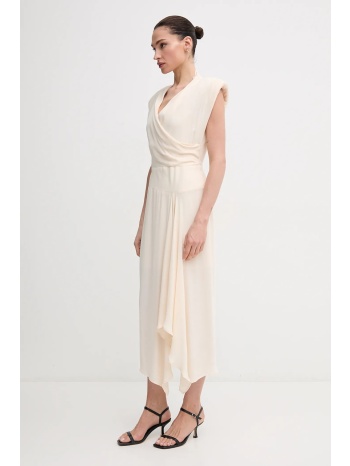 φόρεμα sandro ferrone χρώμα μπεζ, s23xbebonaccorti 100%