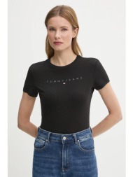 βαμβακερό μπλουζάκι tommy jeans γυναικείο, χρώμα: μαύρο, dw0dw20315 κύριο υλικό: 100% βαμβάκι