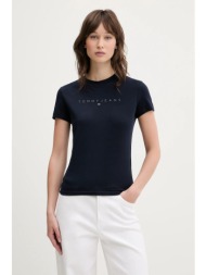 βαμβακερό μπλουζάκι tommy jeans γυναικείο, χρώμα: ναυτικό μπλε, dw0dw20315 κύριο υλικό: 100% βαμβάκι