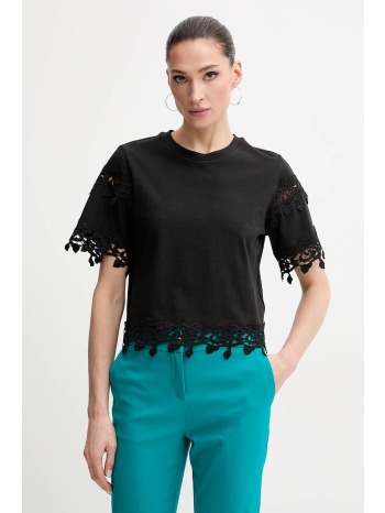βαμβακερό μπλουζάκι morgan dfutur γυναικείο, χρώμα μαύρο