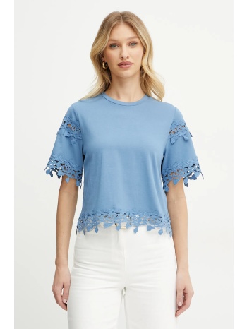 βαμβακερό μπλουζάκι morgan dfutur γυναικείο, χρώμα μπλε