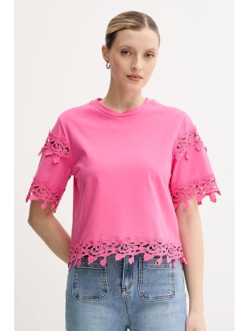 βαμβακερό μπλουζάκι morgan dfutur γυναικείο, χρώμα ροζ