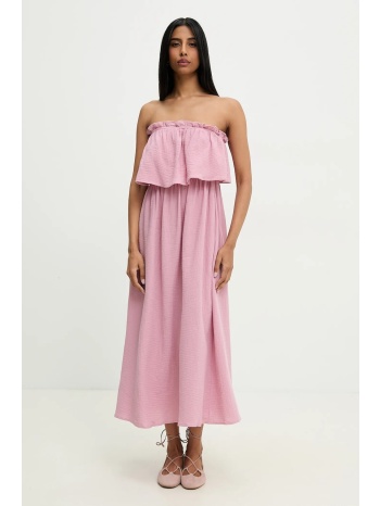 βαμβακερό φόρεμα answear lab χρώμα ροζ κύριο υλικό 100%