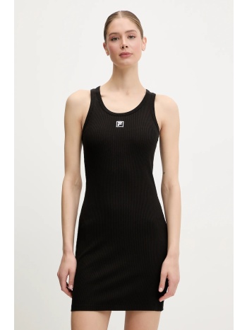 φόρεμα fila linkebeek χρώμα μαύρο, faw1004 95% βαμβάκι, 5%