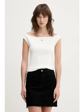 top tommy jeans χρώμα άσπρο, dw0dw20234 95% βαμβάκι, 5%