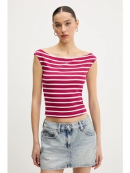 top tommy jeans χρώμα: ροζ, dw0dw20234 95% βαμβάκι, 5% ελαστάν