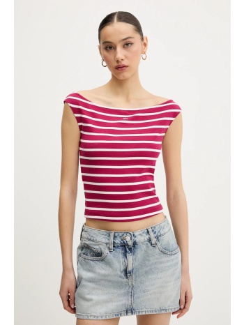 top tommy jeans χρώμα ροζ, dw0dw20234 95% βαμβάκι, 5%
