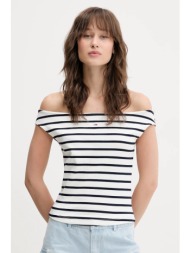 top tommy jeans χρώμα: άσπρο, dw0dw20234 95% βαμβάκι, 5% ελαστάν