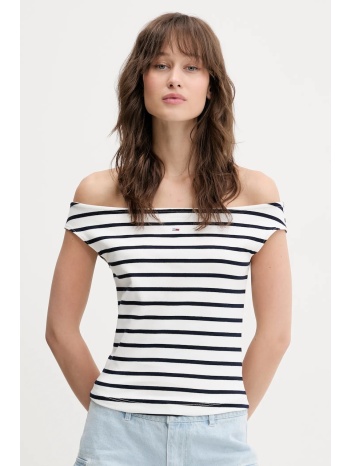 top tommy jeans χρώμα άσπρο, dw0dw20234 95% βαμβάκι, 5%