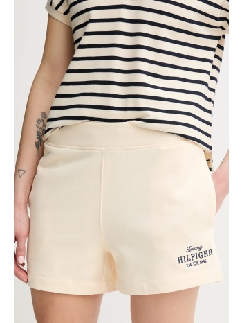 βαμβακερό σορτσάκι tommy hilfiger χρώμα μπεζ, ww0ww45518