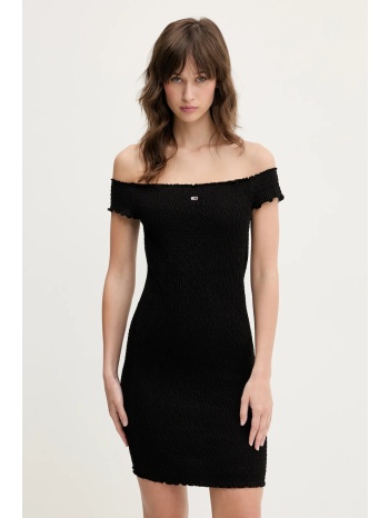 φόρεμα tommy jeans χρώμα μαύρο, dw0dw20298 90% βαμβάκι, 8%