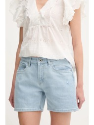 τζιν σορτς pepe jeans regular short hw mable χρώμα: μπλε, pl801188pg8 κύριο υλικό: 99% βαμβάκι, 1% ε