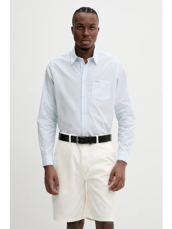 βαμβακερό πουκάμισο guess jeans ανδρικό, χρώμα μπλε