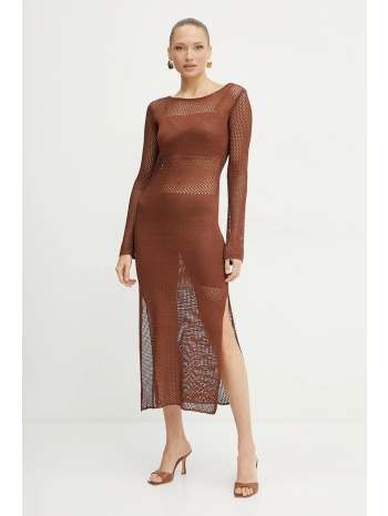 φόρεμα fracomina χρώμα καφέ, fs25sd5004k514o7 70% βισκόζη