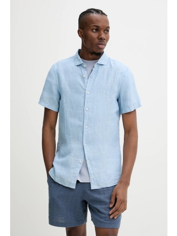 πουκάμισο από λινό superdry ανδρικό, χρώμα μπλε