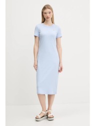 φόρεμα tommy jeans χρώμα: μπλε, dw0dw19721 60% πολυεστέρας, 33% βισκόζη, 7% ελαστάν