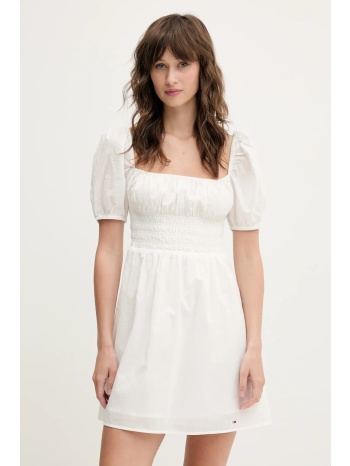 βαμβακερό φόρεμα tommy jeans χρώμα άσπρο, dw0dw21334 κύριο