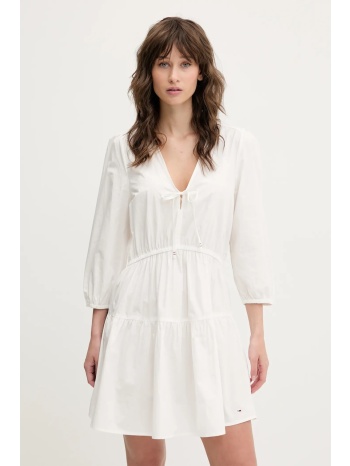 βαμβακερό φόρεμα tommy jeans χρώμα άσπρο, dw0dw20341 κύριο