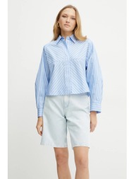 βαμβακερό πουκάμισο ivy oak brittney χρώμα: μπλε, io112354 100% οργανικό βαμβάκι