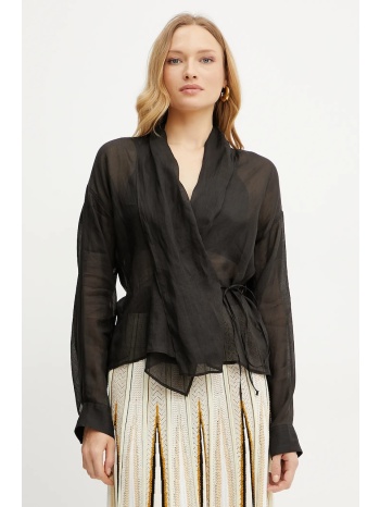 πουκάμισο forte forte χρώμα μαύρο, 13891 my shirt 100% ραμί