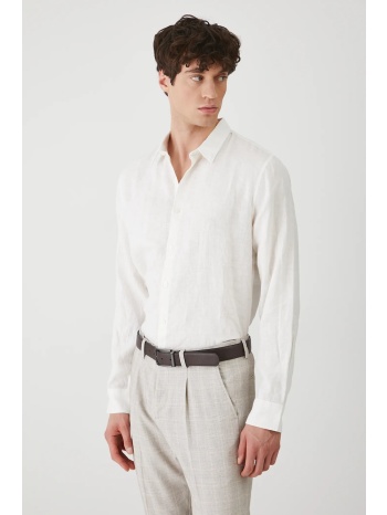 πουκάμισο από λινό medicine ανδρικά, χρώμα άσπρο 100% λινό