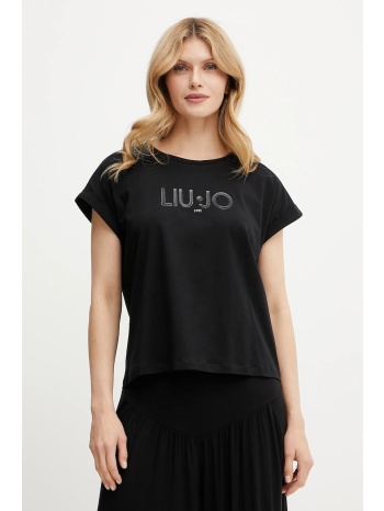 μπλουζάκι liu jo χρώμα μαύρο, ta5181 js003 95% βαμβάκι, 5%