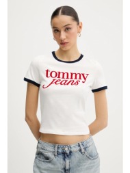 βαμβακερό μπλουζάκι tommy jeans χρώμα: άσπρο, dw0dw20631 100% βαμβάκι