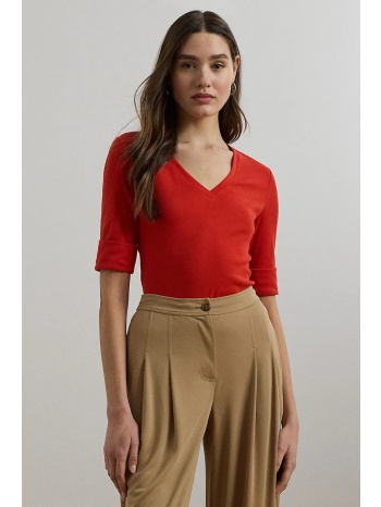 βαμβακερό μπλουζάκι lauren ralph lauren χρώμα κόκκινο